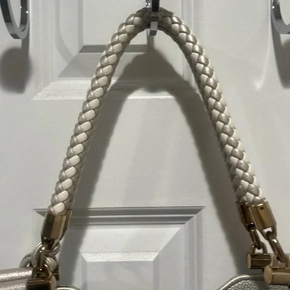 Bebe Natalie Satchel Purse silver and golds accents. - Picture 11 of 11